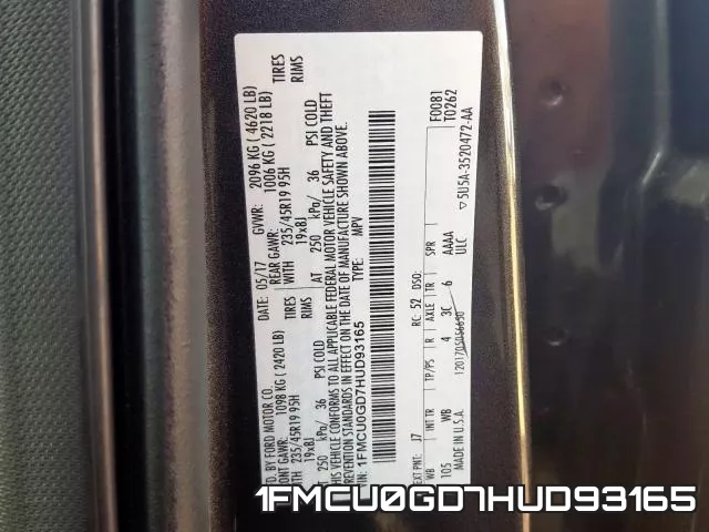 1FMCU0GD7HUD93165 фото 2