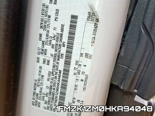 1FMZK1ZM0HKA94048 фото 2
