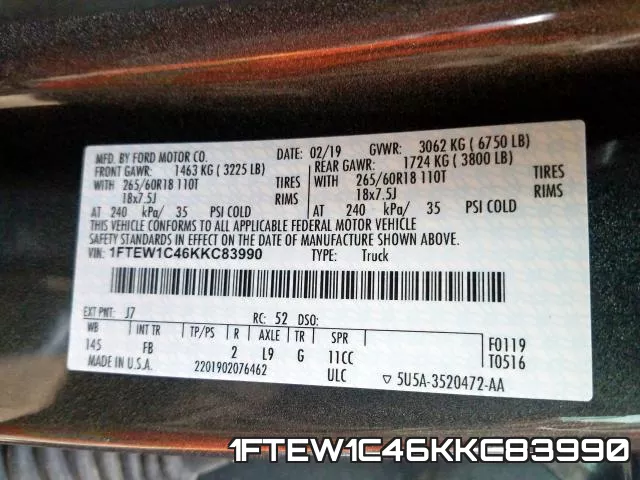 1FTEW1C46KKC83990 фото 2