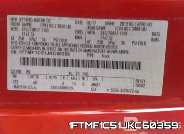 1FTMF1C51JKC60359 фото 10