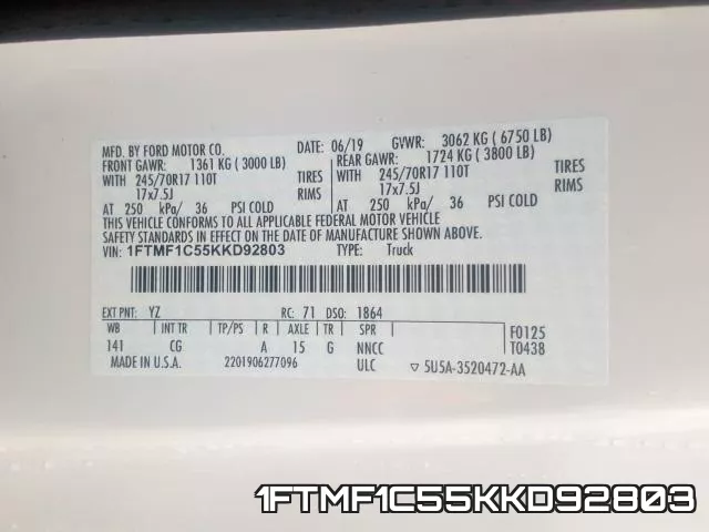 1FTMF1C55KKD92803 фото 2
