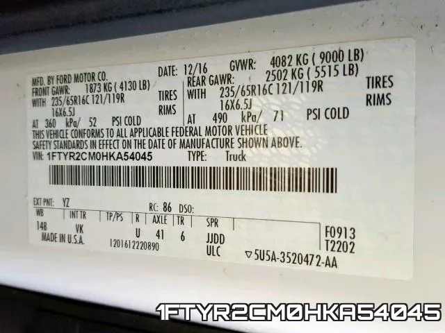 1FTYR2CM0HKA54045 фото 2