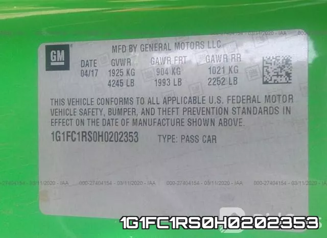 1G1FC1RS0H0202353 фото 10