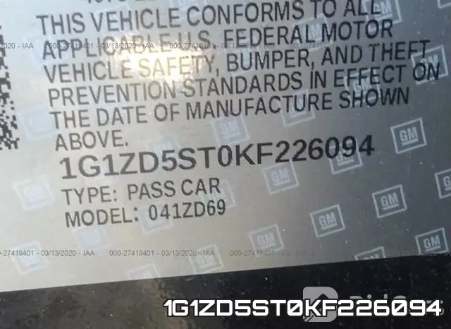 1G1ZD5ST0KF226094 фото 10