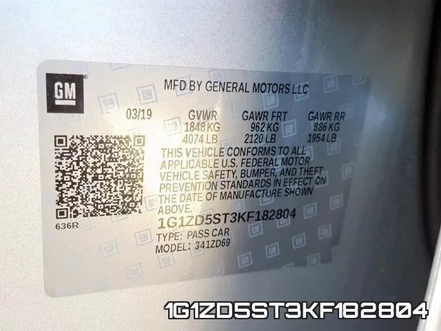 1G1ZD5ST3KF182804 фото 2
