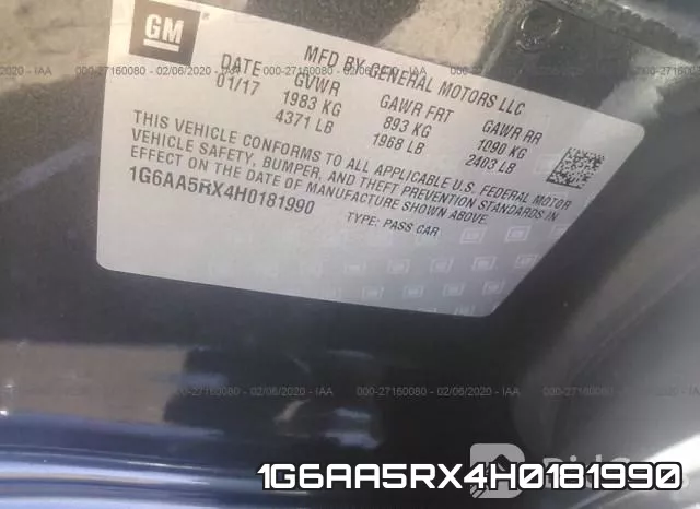 1G6AA5RX4H0181990 фото 10