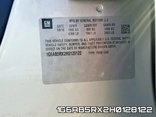 1G6AB5RX2H0128122 фото 2