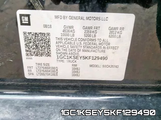 1GC1KSEY5KF129490 фото 2
