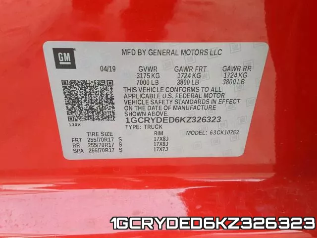 1GCRYDED6KZ326323 фото 2
