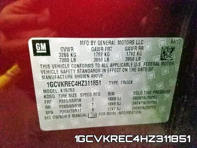 1GCVKREC4HZ311851 фото 2