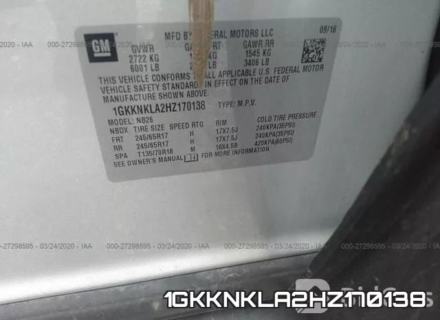 1GKKNKLA2HZ170138 фото 10