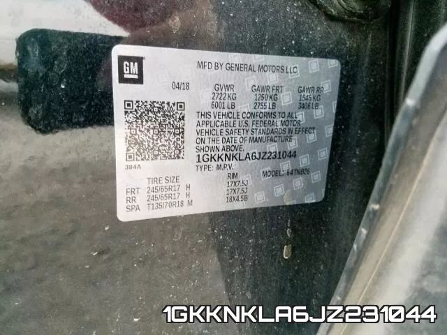 1GKKNKLA6JZ231044 фото 2