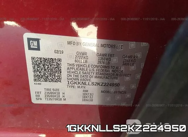 1GKKNLLS2KZ224950 фото 10