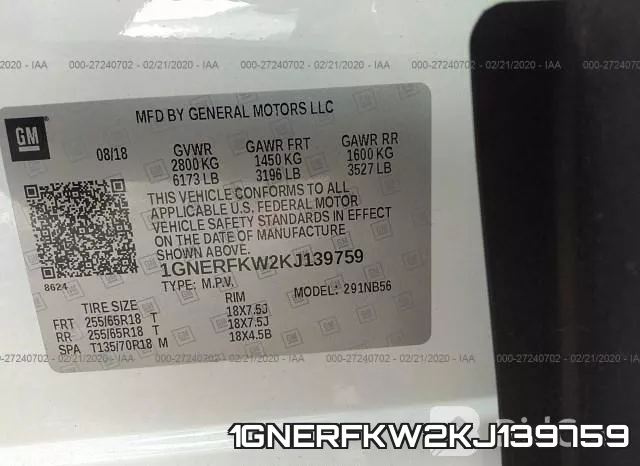 1GNERFKW2KJ139759 фото 10