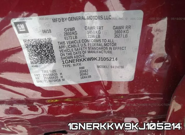 1GNERKKW9KJ105214 фото 10