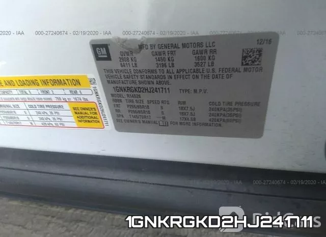 1GNKRGKD2HJ241711 фото 10