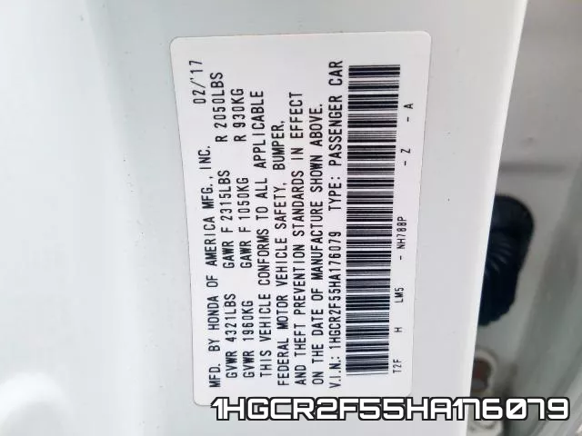 1HGCR2F55HA176079 фото 2
