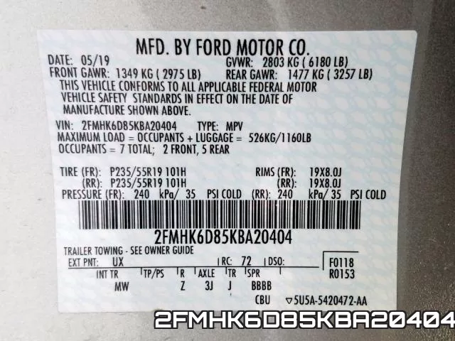 2FMHK6D85KBA20404 фото 2