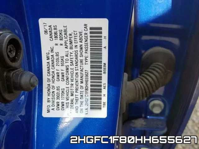 2HGFC1F80HH655627 фото 2