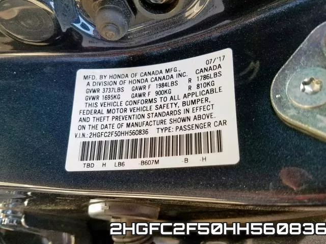 2HGFC2F50HH560836 фото 2