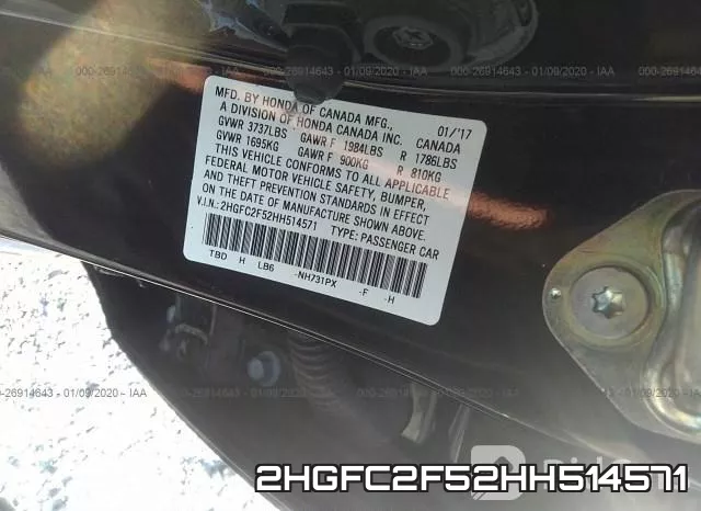 2HGFC2F52HH514571 фото 10