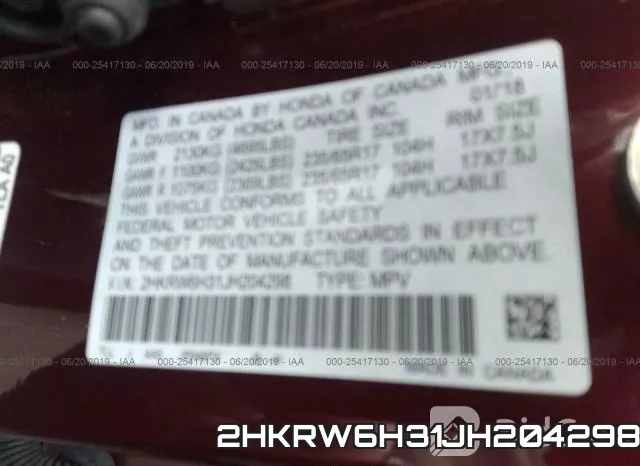 2HKRW6H31JH204298 фото 10