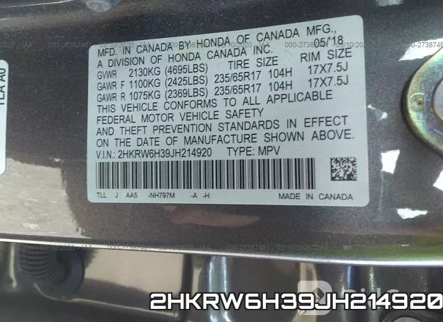 2HKRW6H39JH214920 фото 10