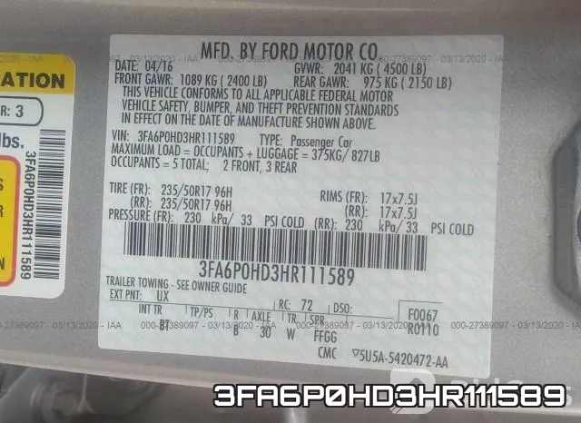 3FA6P0HD3HR111589 фото 10