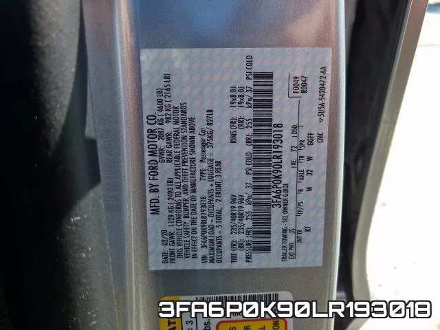 3FA6P0K90LR193018 фото 2