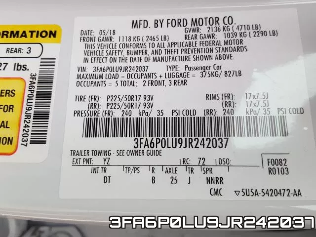 3FA6P0LU9JR242037 фото 2