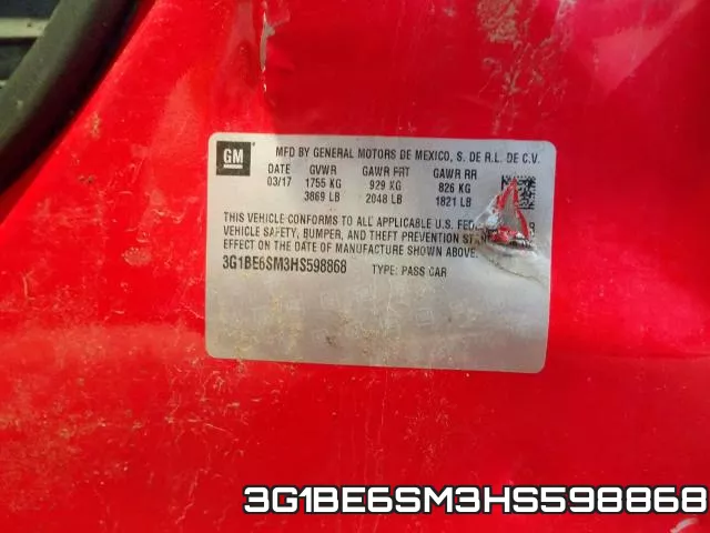 3G1BE6SM3HS598868 фото 2
