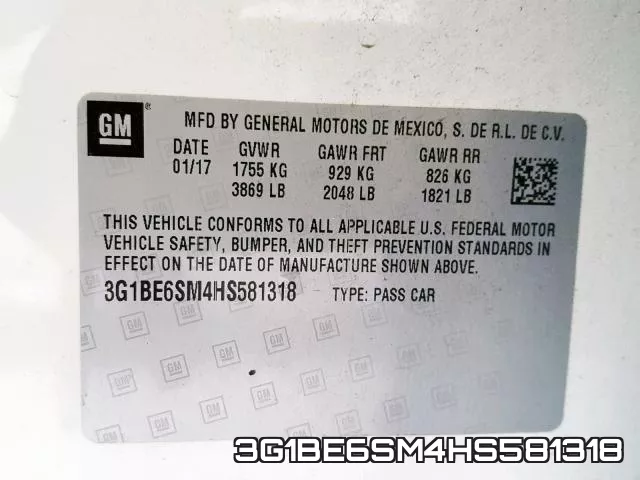 3G1BE6SM4HS581318 фото 2