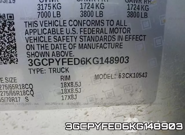 3GCPYFED6KG148903 фото 6