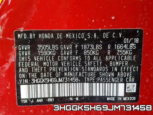 3HGGK5H69JM731458 фото 2