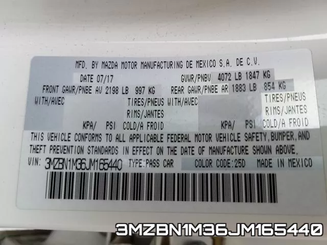 3MZBN1M36JM165440 фото 2