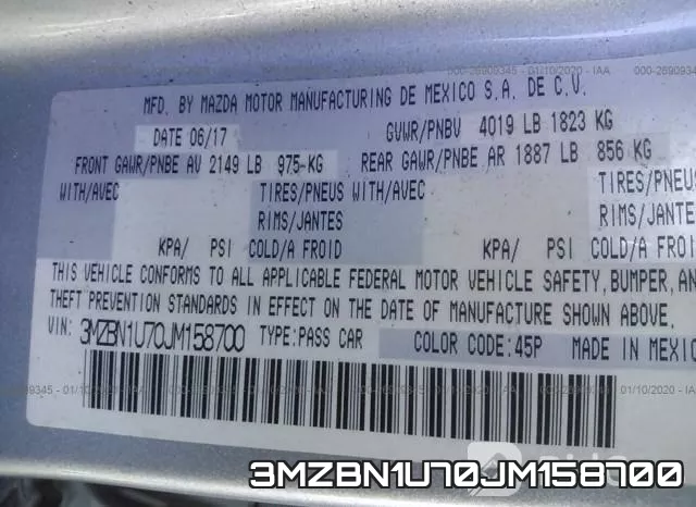 3MZBN1U70JM158700 фото 10