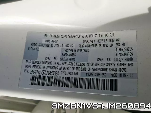 3MZBN1V37JM260894 фото 2