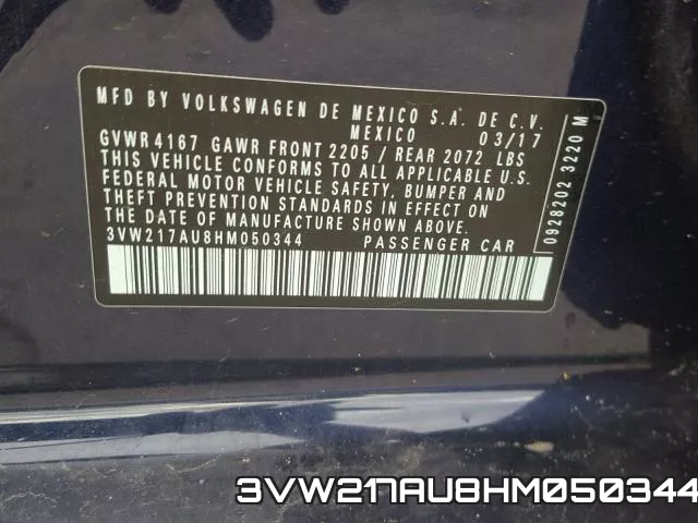 3VW217AU8HM050344 фото 2