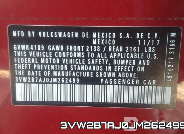 3VW2B7AJ0JM262499 фото 10