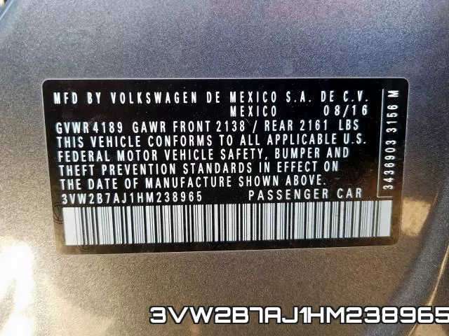 3VW2B7AJ1HM238965 фото 2