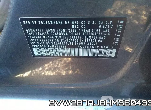 3VW2B7AJ8HM360433 фото 10