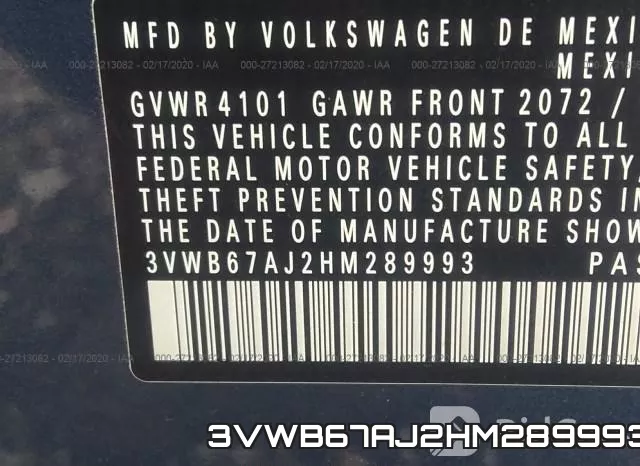 3VWB67AJ2HM289993 фото 10