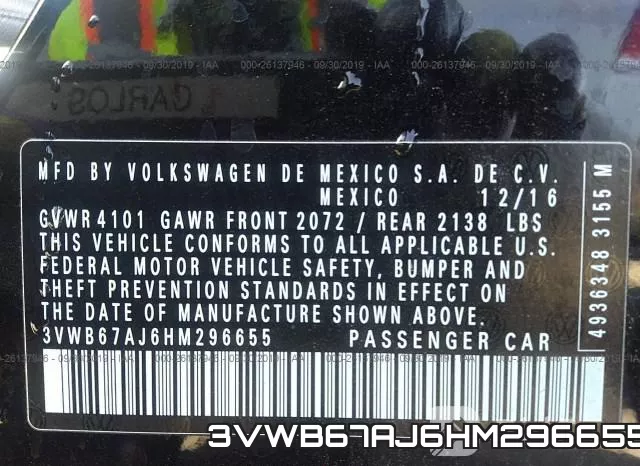 3VWB67AJ6HM296655 фото 10
