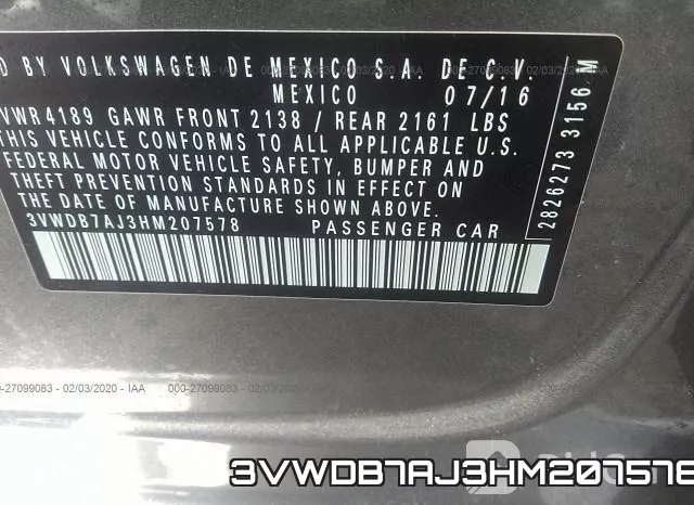 3VWDB7AJ3HM207578 фото 10