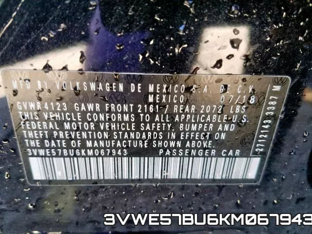 3VWE57BU6KM067943 фото 2