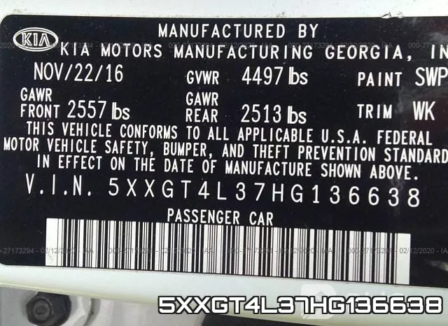5XXGT4L37HG136638 фото 10