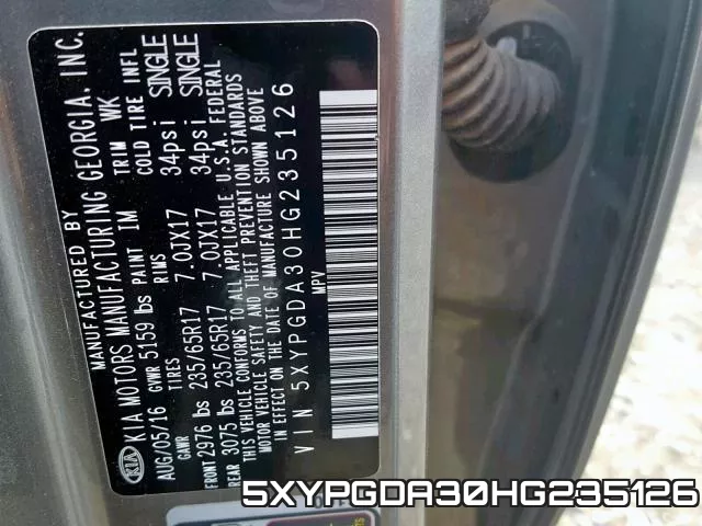 5XYPGDA30HG235126 фото 2