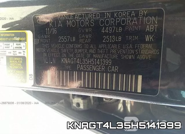 KNAGT4L35H5141399 фото 10