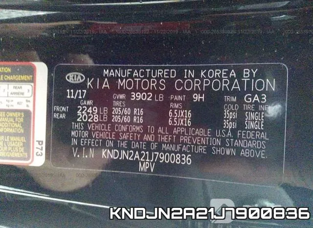 KNDJN2A21J7900836 фото 10