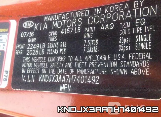 KNDJX3AA7H7401492 фото 10